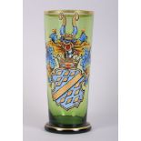 An Austro-Hungarian/Bohemian beaker with enamel coat of arms, 6" high