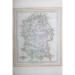 A 19th century hand-coloured map, Wiltshire, and seven architectural prints, various