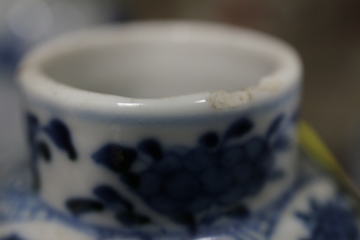 A 19th century Chinese mug, decorated boats, trees and houses, 4" high, two blue and white oviform - Image 12 of 13