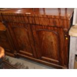 A 19th century mahogany inverse break front chiffonier, fitted one drawer over arch top cupboards,