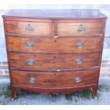 A late Georgian mahogany bowfront chest of two short and three long graduated drawers with stamped