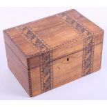 A mahogany marquetry sewing box and a quantity of thread and accessories