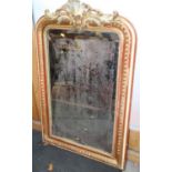 A "Venetian" rectangular red, white and gilt framed wall mirror, 31" x 19"