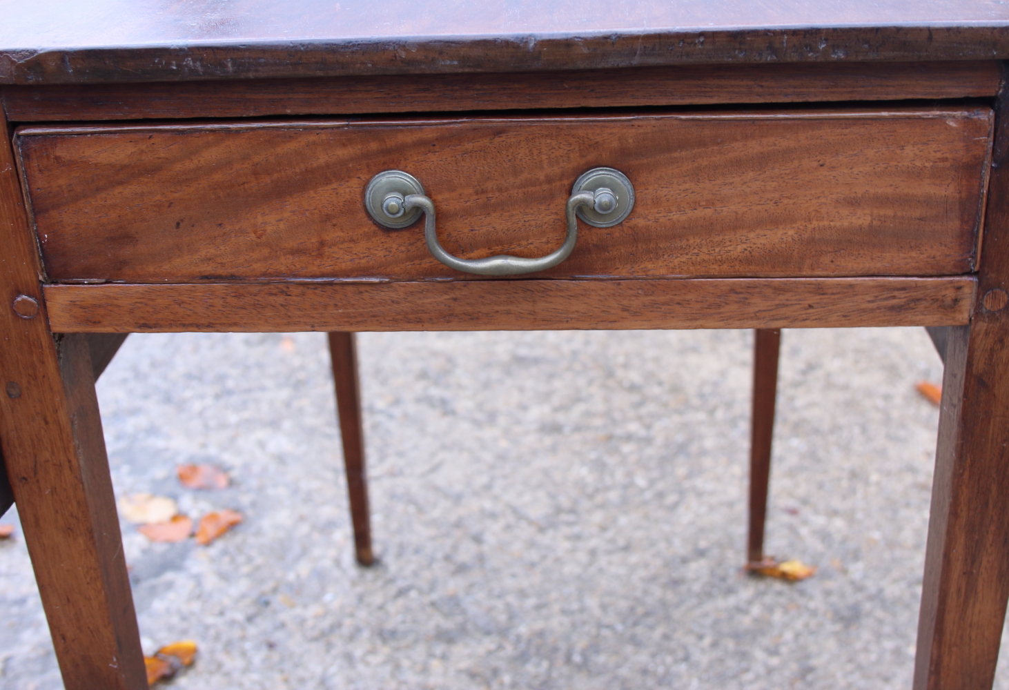 A mahogany Pembroke table, fitted one drawer, on square tapered supports, 27 1/2" wide, and a - Image 2 of 3