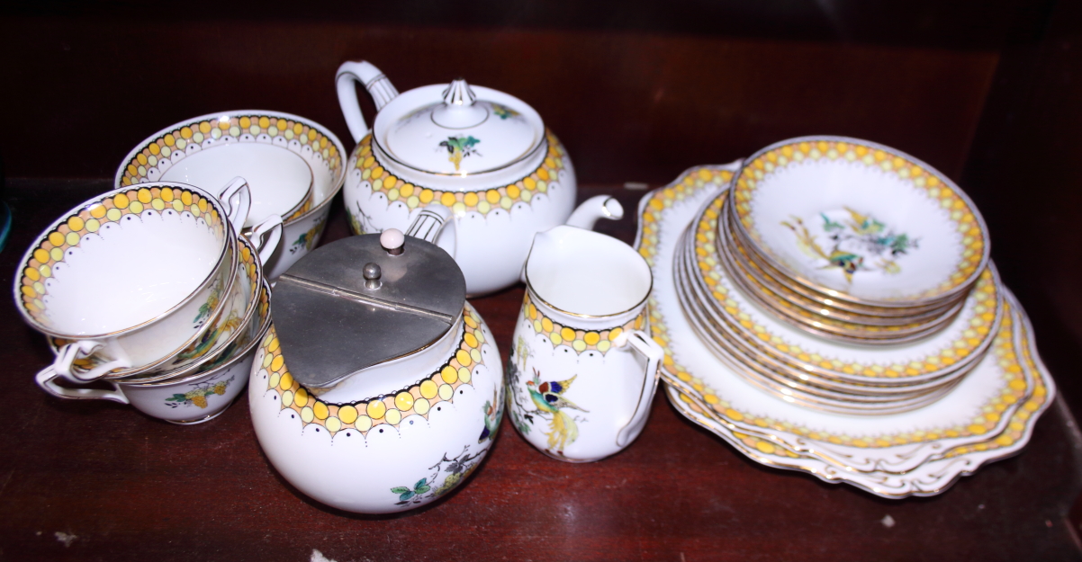 An Adderleys Ltd "Stella" pattern part tea service, exclusive to Harrods