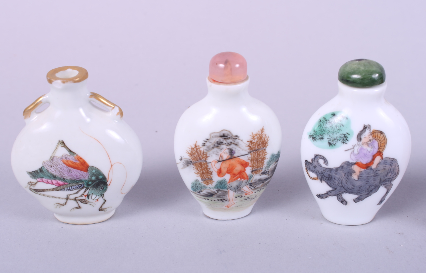 Seven Chinese snuff bottles, various, each 2 1/2" high approx - Image 2 of 6