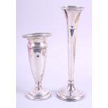 Two silver trumpet vases (damages)