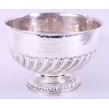 A silver punch bowl with half-spiral fluted decoration, 12.6oz troy approx