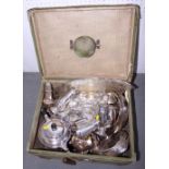 Three silver plated oval entree dishes and covers, a 19th century plated hot water entree dish and