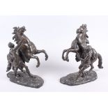 A pair of bronze Marley horses, 11 3/4" high