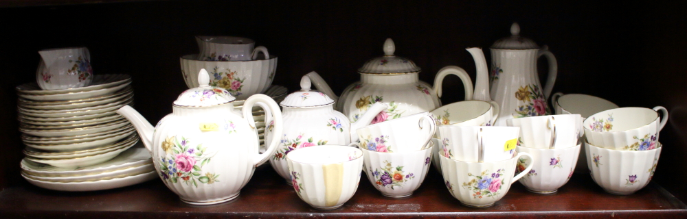 A Royal Worcester "Roanoke" pattern bone china tea service for twelve, including three teapots and a