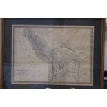 A set of ten maps of South American countries, in uniform frames, and a framed map of Peru