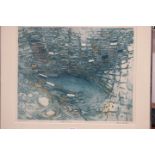 Charles Bartlett: a signed artist's proof, "Blue Foreshore", Bohun Gallery label verso, in strip