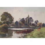 Walter Goldsmith: watercolours, "The Vicarage Garden Bray", and a view of Bourne End, 7" x 10",