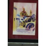 A Maltese watercolour, view of Mdina, 10 1/2" x 7 1/2", in black strip frame