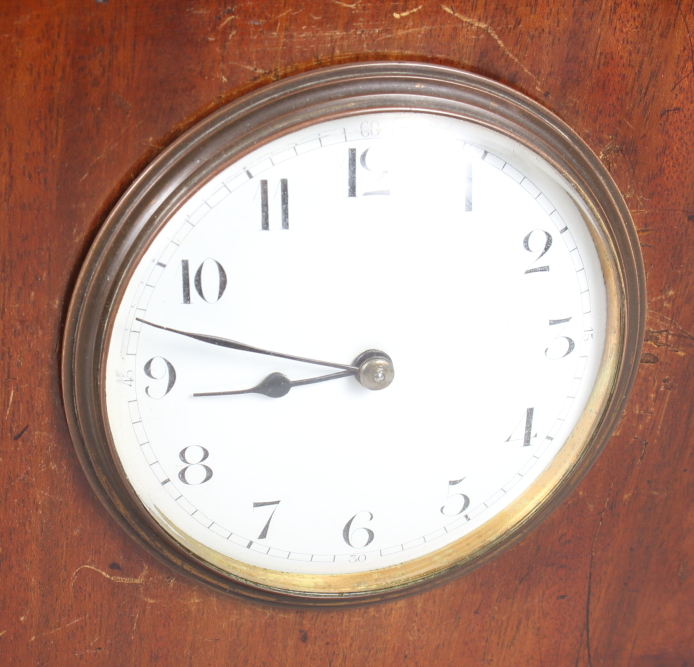 A mahogany cased mantel clock with carved decoration, white enamel dial and Arabic numerals - Image 2 of 3