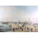 After Canaletto: a colour print, view of grand canal Venice, an Impressionist colour print and a