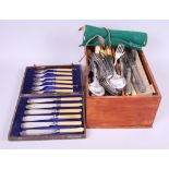 A quantity of silver plated cutlery and a boxed set of fish knives and forks