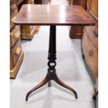 An early 19th century rosewood rectangular top occasional table, on turned column and tripod splay
