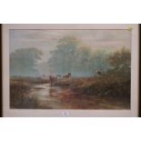 David Dibnall: a print, "A Peaceful Afternoon", countryside scene, in strip frame