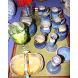 A "Holmeguaard" glass carafe, a collection of Cookie Scottorn studio pottery, a Noritake basket
