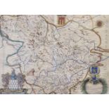 Janssens: a 17th century hand-coloured map of France, in strip frame, and a map of the Auvergne,