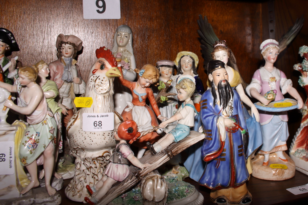 A quantity of German and other porcelain figures, including a figure of Bertrand, a model of a - Image 3 of 3