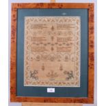 A 19th century needlepoint sampler, by Mary Clifton, dated 1819, 14" x 18", (holes), in maple frame,
