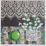 Brenda King: an artist's proof signed lithograph, "A Mug of Flowers and Apple", 9/35, in limed