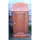 A Victorian walnut bedside cupboard enclosed one door, on block base, 15" wide