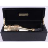 A bottle of Armand de Brignac Ace of Spades champagne, in black lacquered presentation box