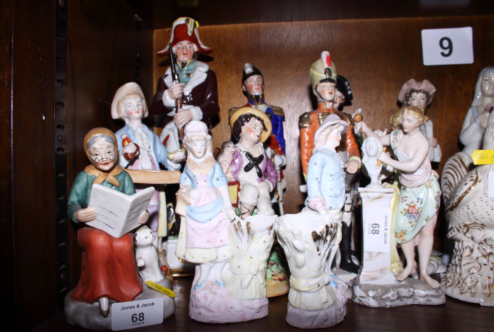 A quantity of German and other porcelain figures, including a figure of Bertrand, a model of a - Image 2 of 3