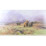David Shepherd: a limited edition print, highland cattle, 67/850, in gilt frame, another similar,