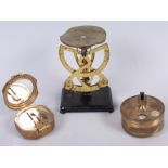 A Dent brass recording clock, "72092" Part Number 544119, a Brunton surveying brass compass and an