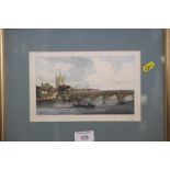 A 19th century hand-coloured print, view of Henley-on-Thames, three stipple engravings, classical