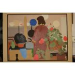 † John Napper, 1960: oil on canvas, domestic scene, woman at an Aga, 35" x 45", in original