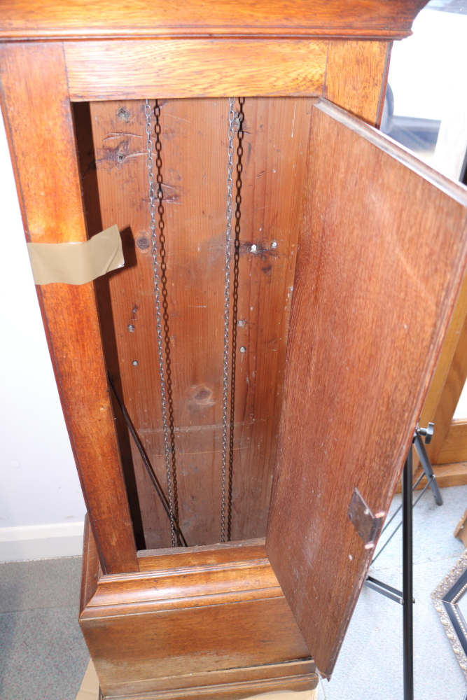 A 19th century oak long case clock with thirty-hour movement by Noakes, Battle, 82" high - Image 4 of 7