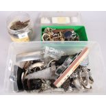 A quantity of costume jewellery, a selection wristwatches, hip flasks and other items