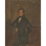 English School: a 19th century oil on canvas, study of a Dandy, 16" x 12", and a 19th century oil on