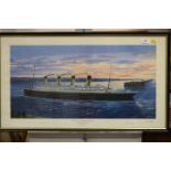 Simon Fisher: a limited edition print, "The Titanic arriving at Cherbourg", 16/850, in Hogarth