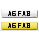 Registration Plate 'A6 FAB' on retention