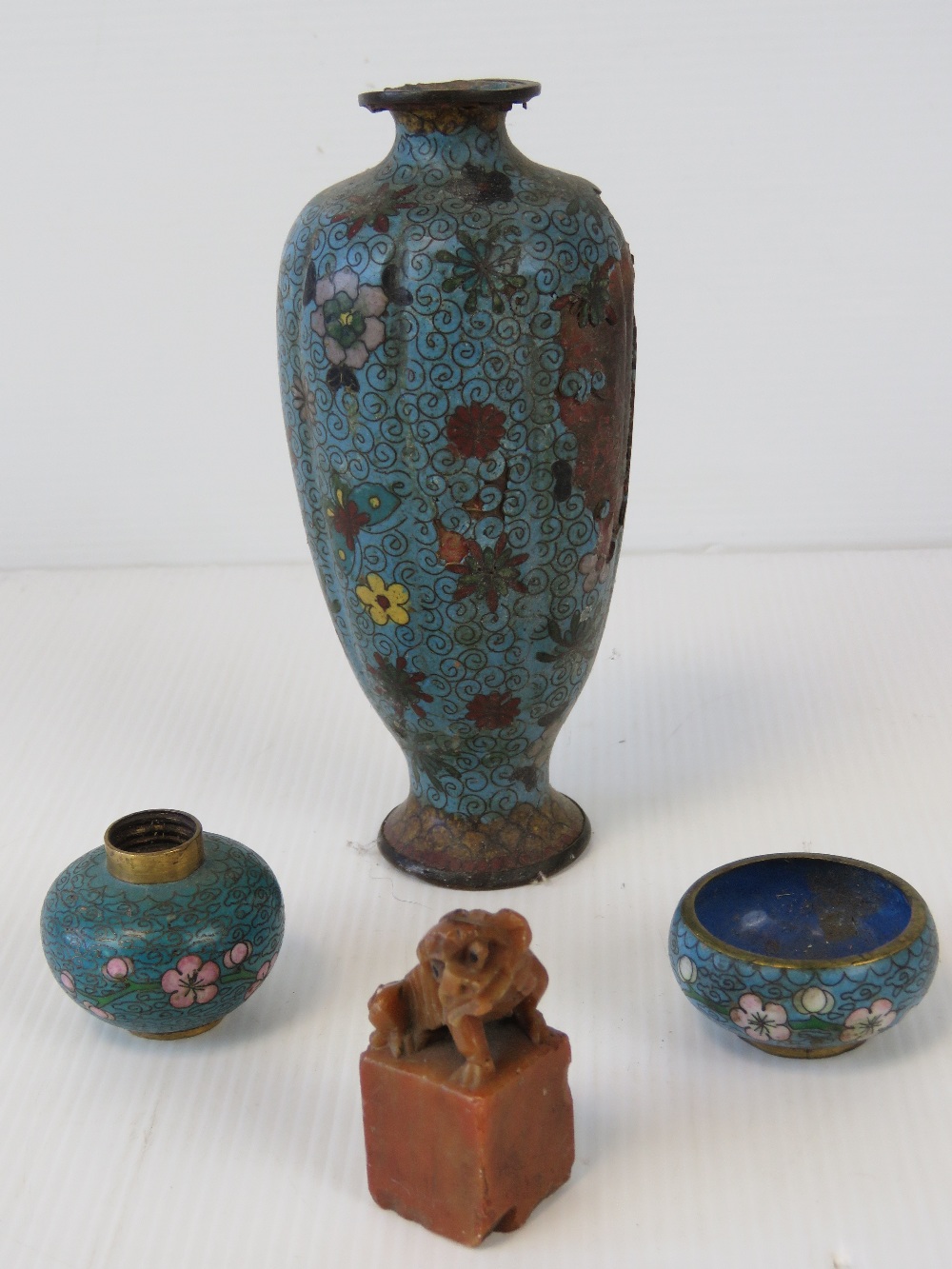 A cloisonné ovoid vase with flower heads - Image 2 of 2