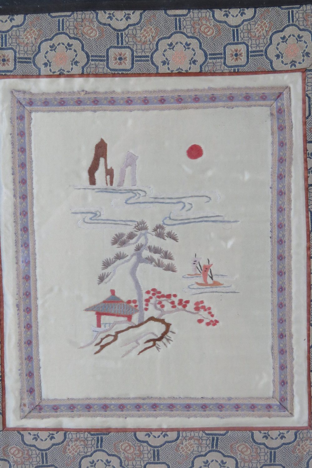 Two Chinese silk embroidered panels, fra - Image 2 of 3