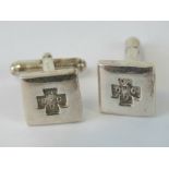 A pair of square shaped HM silver cuffli