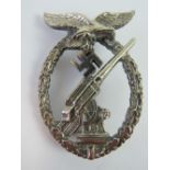 A WWII German Luftwaffe Flak Anti-Aircraft Gunners badge having SBW makers mark.