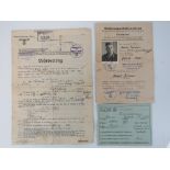 WWII German Army "Wehrmacht" ID Papers and award documents for a Herbert Brimmel.