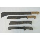 Four British Military issue jungle machetes ;