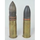 Two inert WWI German 37mm Pom Pom cannon rounds, dated 1918,