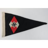 A Hitler Youth triangular car pennant, 30cm in length.