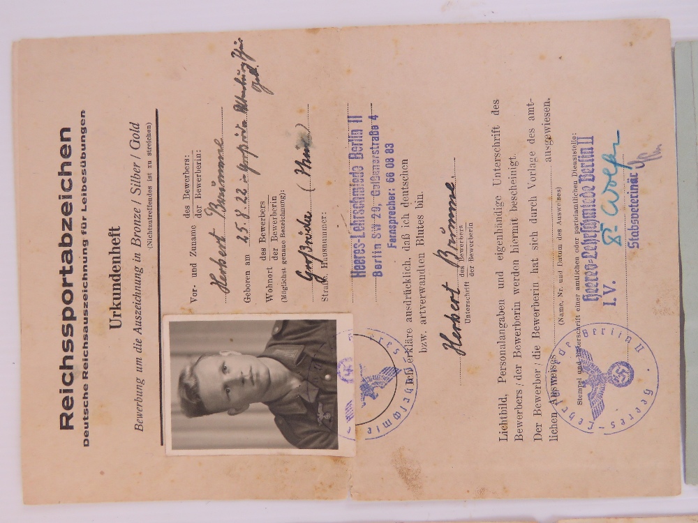 WWII German Army "Wehrmacht" ID Papers and award documents for a Herbert Brimmel. - Image 2 of 3